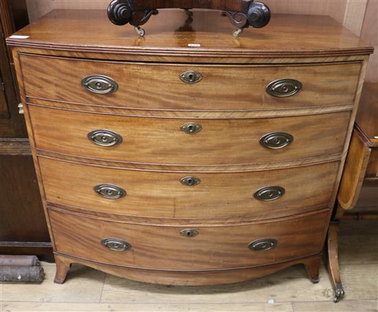 A Regency mahogany bow fronted chest with four long graduated drawers W.108cm